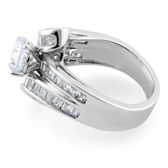 New Solid Sterling Silver Twisted Channel CZ Ring - Picture 4 of 4